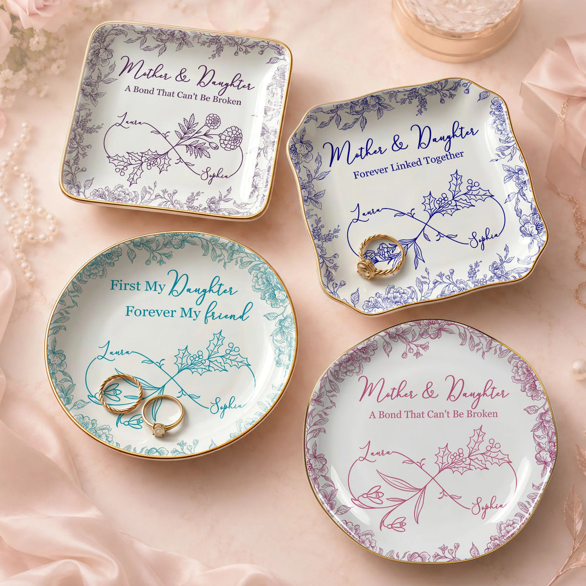 Mother Daughter Trinket Dish First My Daughter Forever My Friend Personalized Jewelry Holder Keepsak
