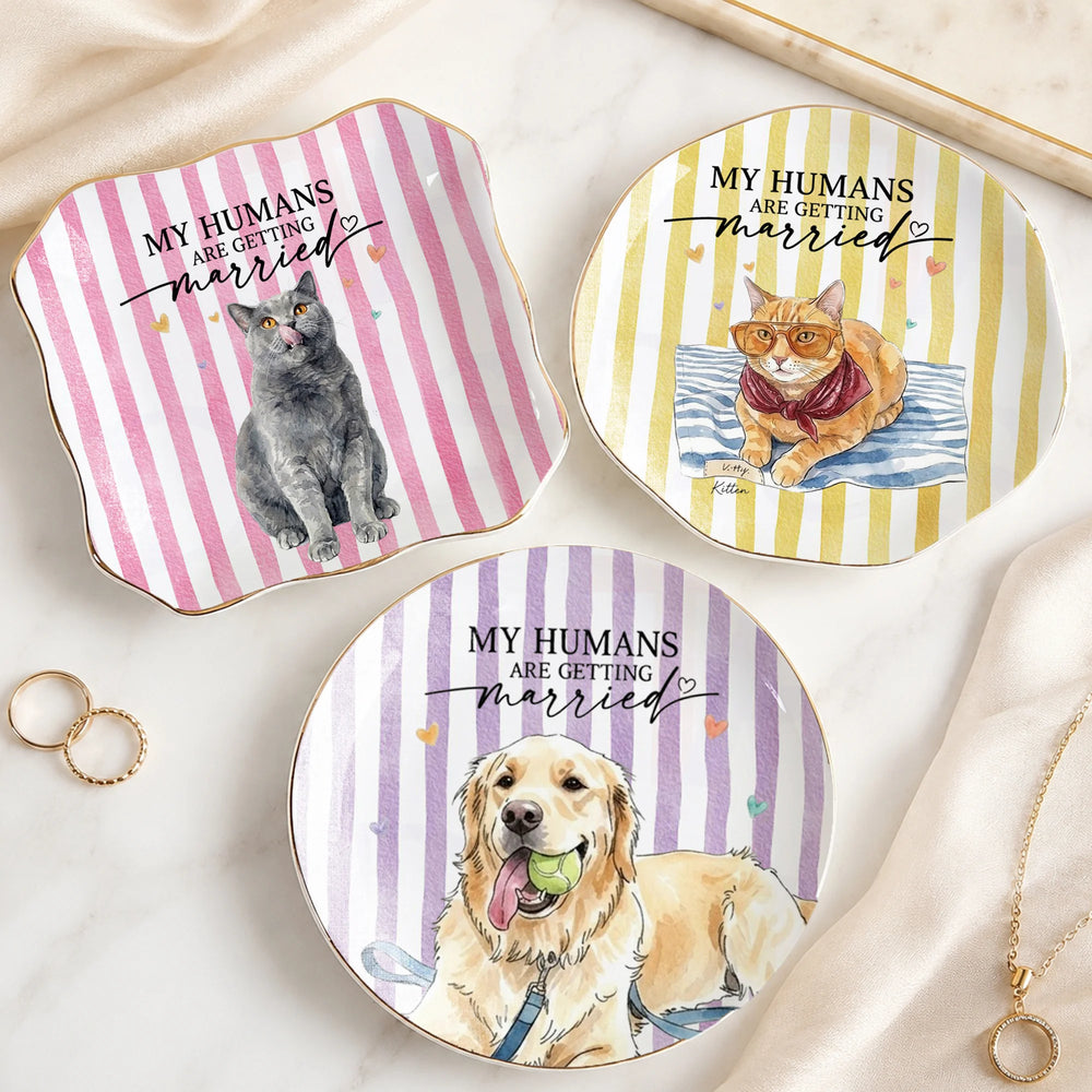 My Humans Are Getting Married Decorative Plate Golden Retriever Wedding Announcement Engagement Gift for Dog Lovers