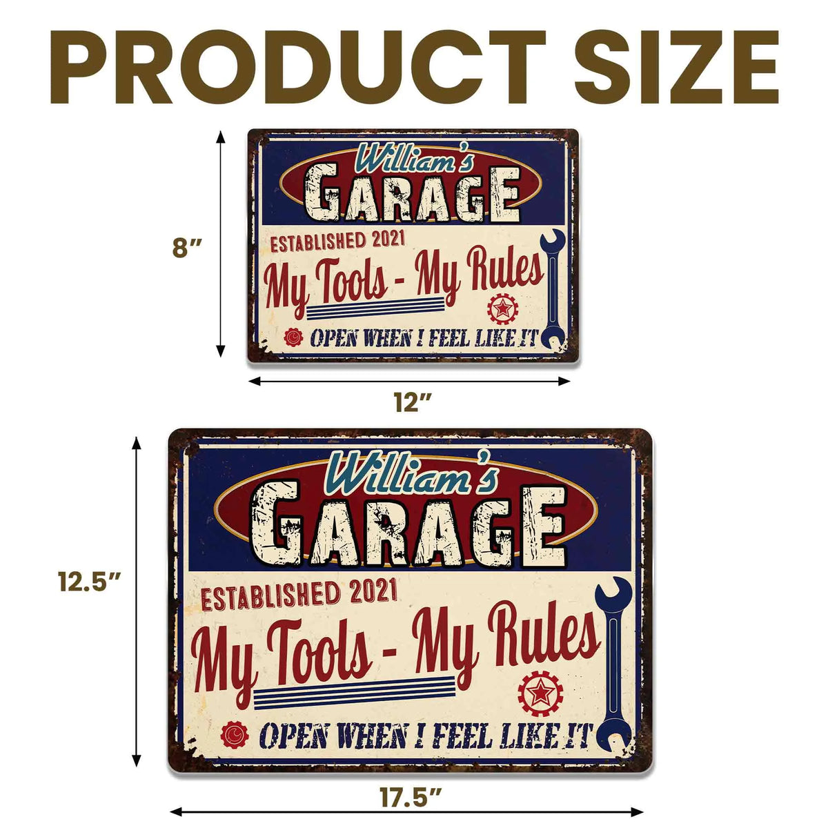 My Tools My Rules Open When I Feel Like It Funny Workshop Sign Vintage Metal Garage Wall Art Gift fo