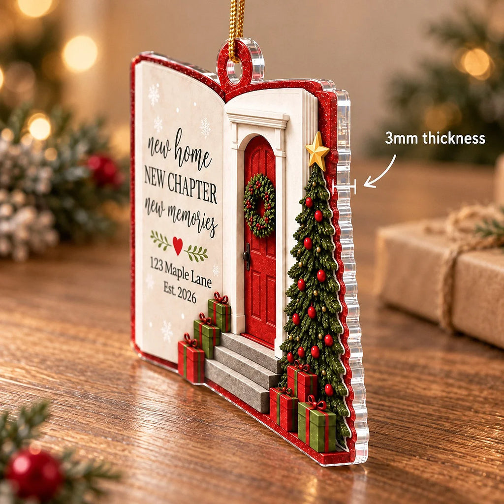Close-up of New Home New Chapter New Memories Ornament, Housewarming Gift for New Homeowners, First Home Christm