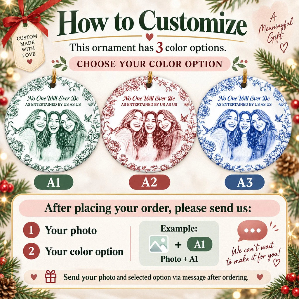 Close-up of No One Will Ever Be As Entertained By Us As Us Ornament, Best Friends Christmas Ceramic Keepsake Gif