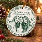 Close-up of No One Will Ever Be As Entertained By Us As Us Ornament, Best Friends Christmas Ceramic Keepsake Gif