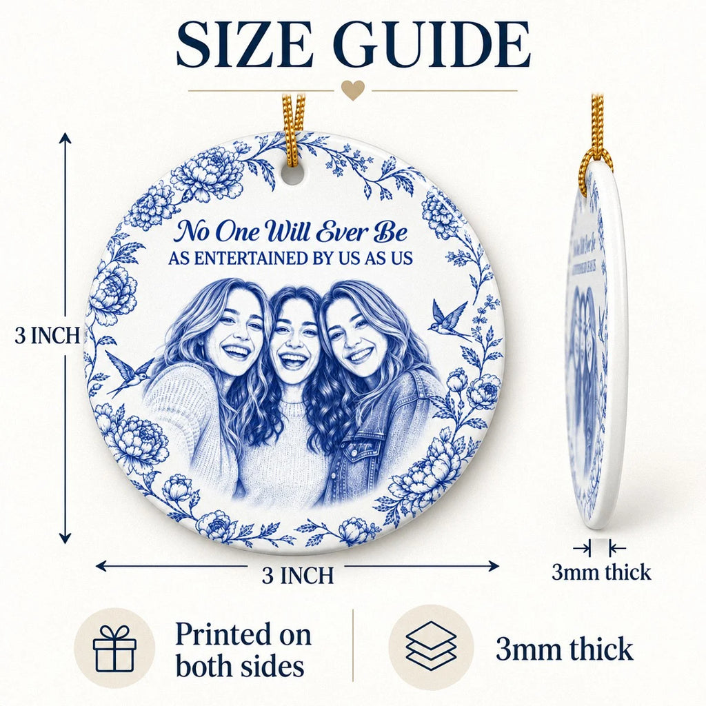 Close-up of No One Will Ever Be As Entertained By Us As Us Ornament, Best Friends Christmas Ceramic Keepsake Gif