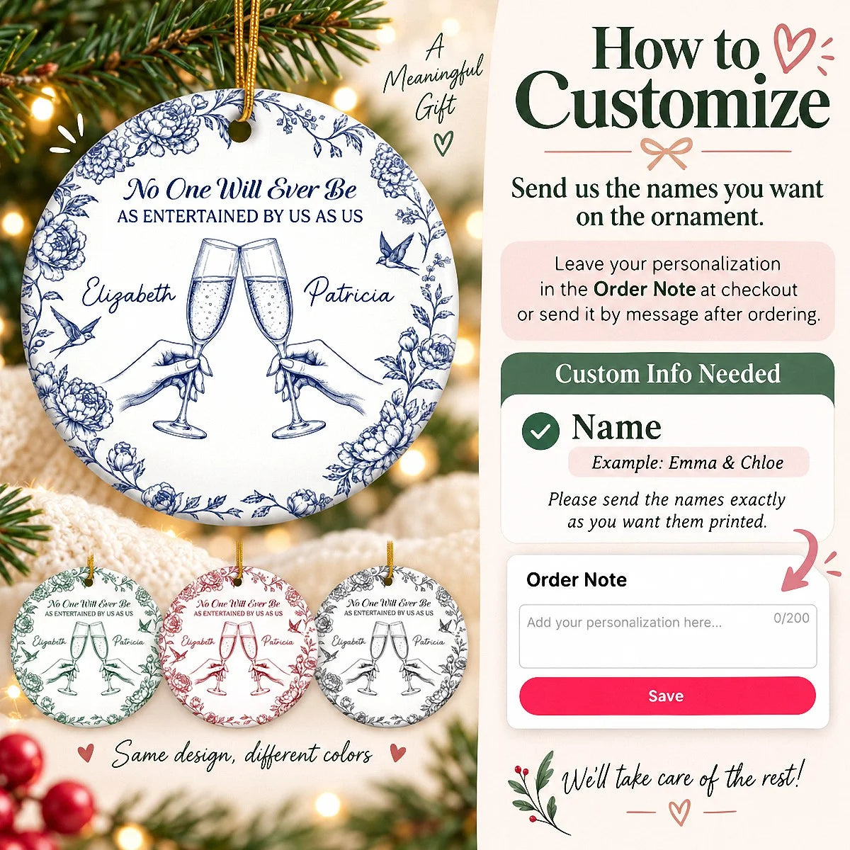 No One Will Ever Be As Entertained By Us As Us Ornament, Personalized Bestie Christmas Gift, Funny F