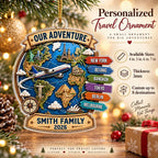 Close-up of Our Adventure Personalized Travel Ornament Custom Family Vacation Christmas Gift