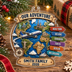Our Adventure Personalized Travel Ornament Custom Family Vacation Christmas Gift