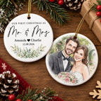 Our First Christmas as Mr & Mrs Ornament Personalized Newlywed Wedding Keepsake Gift