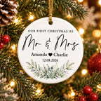Our First Christmas as Mr & Mrs Ornament Personalized Newlywed Wedding Keepsake Gift