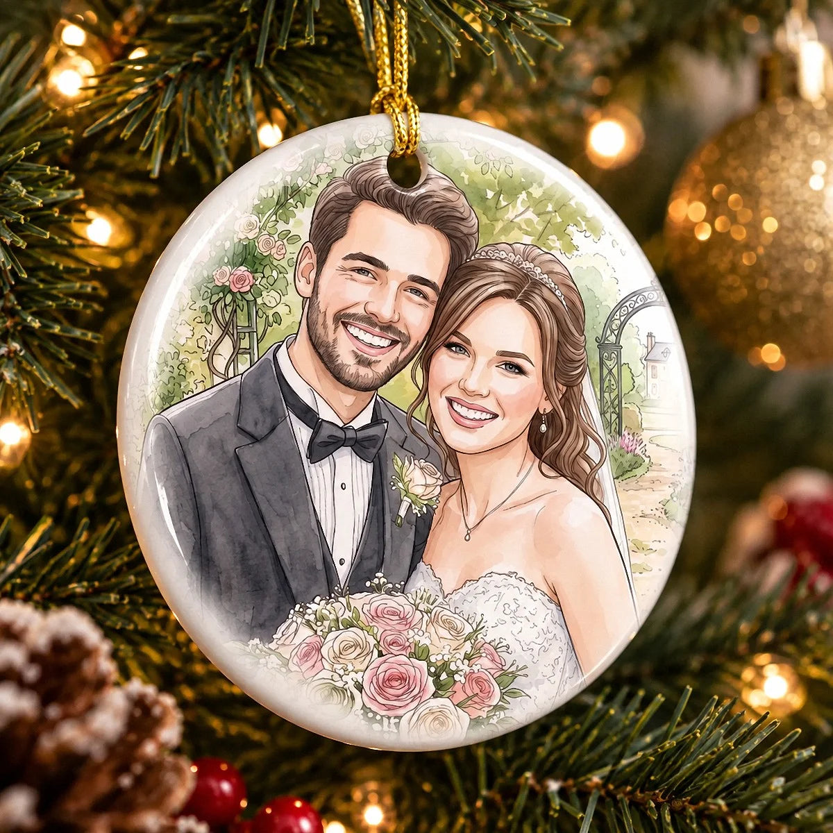 Close-up of Our First Christmas as Mr & Mrs Ornament Personalized Newlywed Wedding Keepsake Gift
