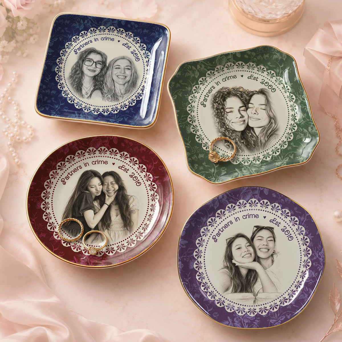 Partners in Crime Trinket Dish Personalized Best Friend Gift Ceramic Jewelry Tray