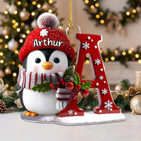 Penguin Letter A Christmas Ornament Ornament — Ornament on a hanger, ready to ship from Los Angeles