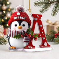 Customer in Los Angeles wearing Penguin Letter A Christmas Ornament Ornament — Ornament