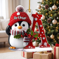 Close-up of Penguin Letter A Christmas Ornament Ornament — Ornament for streetwear fans in Los Angeles