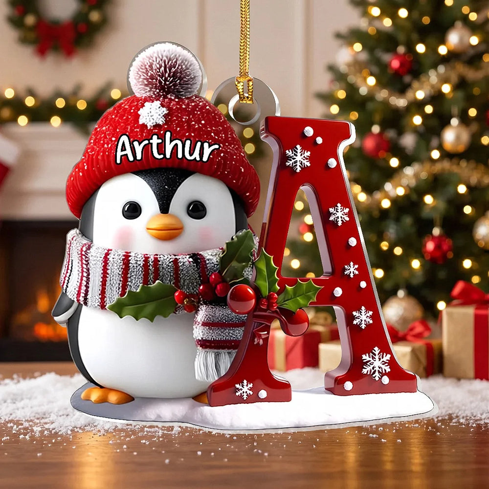 Penguin Letter A Christmas Ornament Ornament — Ornament available at our Los Angeles warehouse