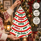 Personalized Family Christmas Tree Ornament Custom Name Holiday Keepsake Gift