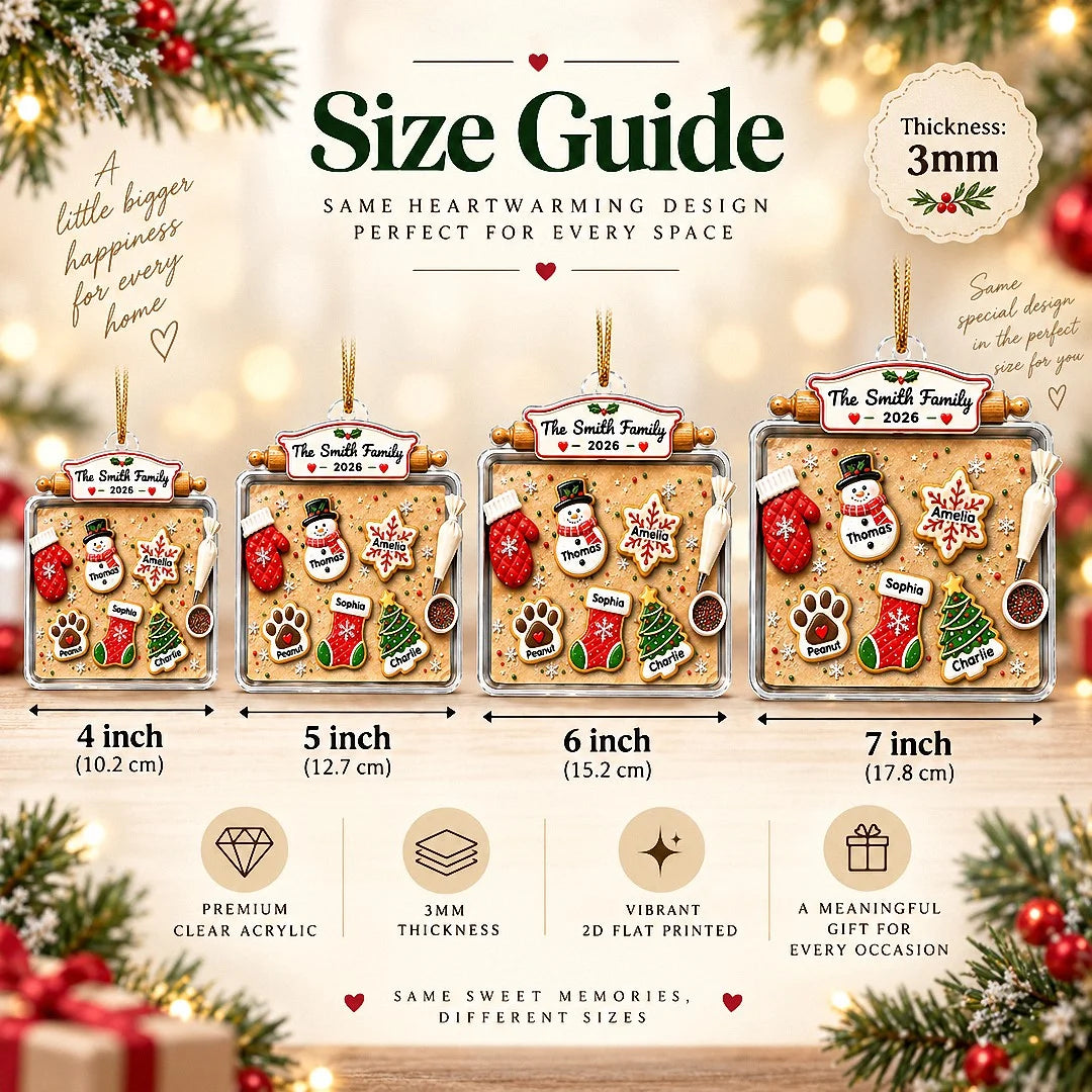 Close-up of Personalized Gingerbread Family Ornament Custom Christmas Keepsake Gift for Families
