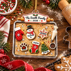 Close-up of Personalized Gingerbread Family Ornament Custom Christmas Keepsake Gift for Families