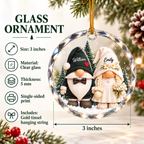 Customer in Los Angeles wearing Personalized Gnome Wedding Couple Ornament Custom Bride and Groom Christmas Tree Decoration Gift