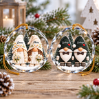 Close-up of Personalized Gnome Wedding Couple Ornament Custom Bride and Groom Christmas Tree Decoration Gift for streetwear fans in Los Angeles