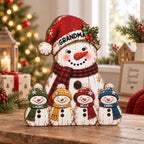 Personalized Grandma Ornament Custom Name Snowman Family Wooden Christmas Gift