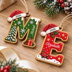 Close-up of Personalized Initial Christmas Ornament Custom Name Wooden Monogram Holiday Gift for streetwear fans in Los Angeles