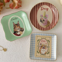 Personalized Pet Portrait Ceramic Trinket Dish, Custom Dog Cat Jewelry Ring Tray Keepsake Gift for Pet Lovers