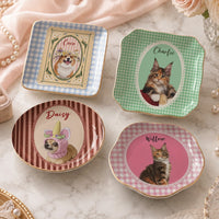 Personalized Pet Portrait Ceramic Trinket Dish, Custom Dog Cat Jewelry Ring Tray Keepsake Gift for Pet Lovers