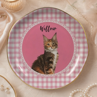 Personalized Pet Portrait Ceramic Trinket Dish, Custom Dog Cat Jewelry Ring Tray Keepsake Gift for Pet Lovers