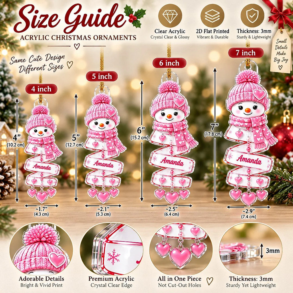 Personalized Snowman Ornament Custom Name Christmas Gift for Kids Family Holiday Tree Decoration
