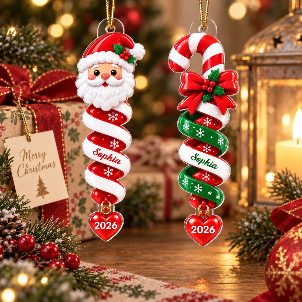 Personalized Spiral Christmas Ornament Custom Name Family Holiday Gift