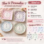 Personalized Toile Pattern Trinket Dish Custom Ceramic Jewelry Ring Holder Wedding Bridal Shower Gif