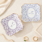 Personalized Toile Pattern Trinket Dish Custom Ceramic Jewelry Ring Holder Wedding Bridal Shower Gif