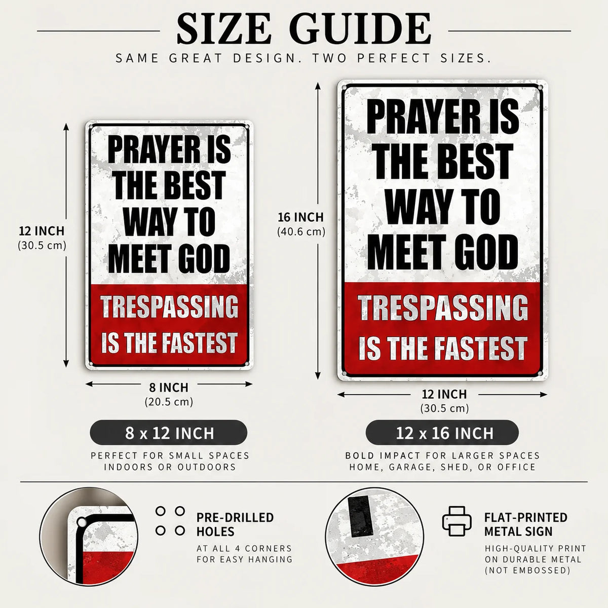 Prayer Is The Best Way To Meet God Trespassing Is The Fastest Vintage Metal Sign Christian Humor Wal