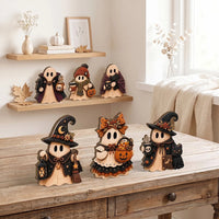 Rustic Wooden Ghost Halloween Table Decor Wooden Figurine Set for Tiered Tray and Shelf Home Display available at our Los Angeles warehouse