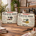 Close-up of Sewing Room Sign Thou Shalt Not Ask When It Will Be Finished Funny Craft Room Decor Wall Art