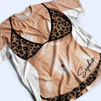 Personalized Novelty Body Print Matching Couple T-Shirts Custom Fake Muscle And Bikini Beach Vacation Tees