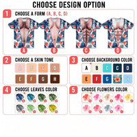 Custom Funny Hairy Chest Tropical T-Shirt Personalized Muscle Torso Fake Body Hawaiian Shirt Bachelor Party Gag Gift
