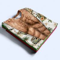 Custom Funny Hairy Chest Tropical T-Shirt Personalized Muscle Torso Fake Body Hawaiian Shirt Bachelor Party Gag Gift
