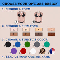 Personalized Bikini Body Illusion T-Shirt Custom Name Funny Fake Torso Beach Cover Up Tee