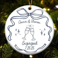 Our First Christmas Together Personalized Ceramic Ornament for Engaged and Married Couples