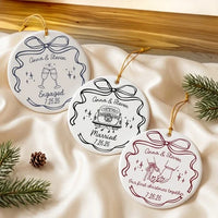 Our First Christmas Together Personalized Ceramic Ornament for Engaged and Married Couples