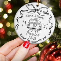 Our First Christmas Together Personalized Ceramic Ornament for Engaged and Married Couples