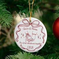 Our First Christmas Together Personalized Ceramic Ornament for Engaged and Married Couples