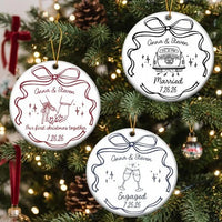 Our First Christmas Together Personalized Ceramic Ornament for Engaged and Married Couples
