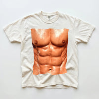 Fake Muscle Six Pack Abs Graphic T-Shirt Funny Novelty Gag Gift