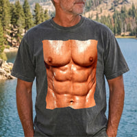 Fake Muscle Six Pack Abs Graphic T-Shirt Funny Novelty Gag Gift