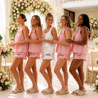 [Made-to-Order] Personalized Bridesmaid Ruffle Pajama Sets Custom Name Bridal Party Sleepwear Personalized Ruffle Pajama Set Embroidered Bridesmaid Gift Bride Bridesmaids