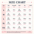 Size chart table for personalized bridesmaid ruffle pajama set showing measurements in centimeters and inches from S to XXL.
