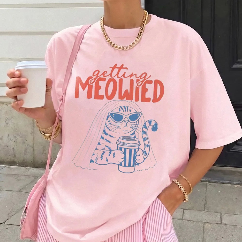 Getting Meowied Cat Wedding Tee Funny Bridal Shower Gift for Cat Mom