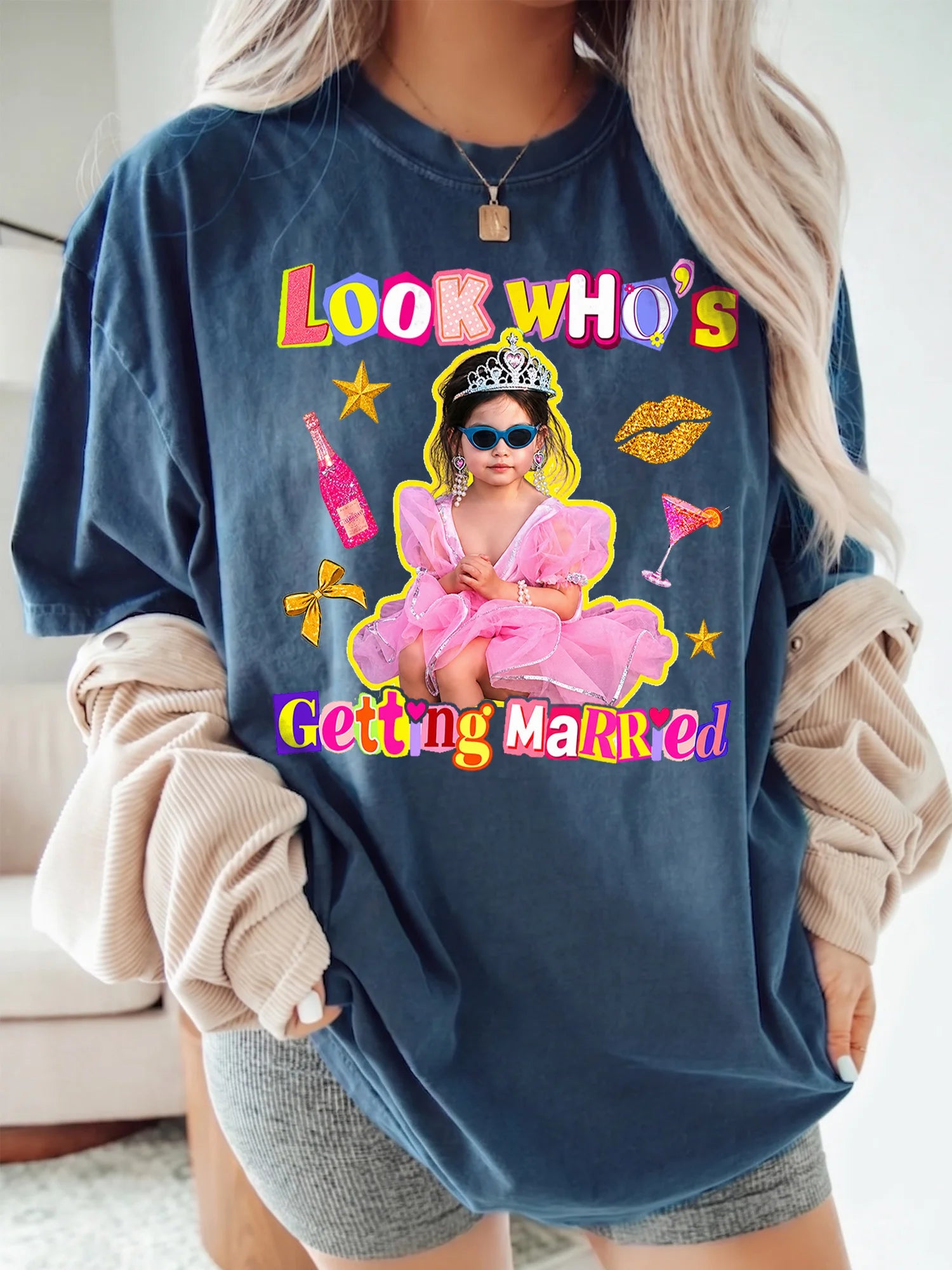Look Who's Getting Married Custom Photo T-Shirt Funny Bachelorette Party Bride Gift